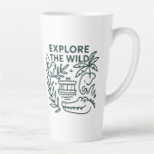 Oerwoud boottocht, themapark, minimalistisch ontwe latte mok (Rechts)