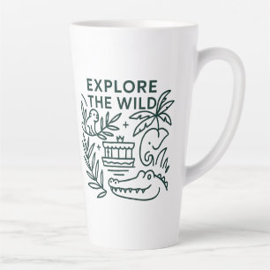 Oerwoud boottocht, themapark, minimalistisch ontwe latte mok