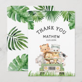 Oerwoud Boy Baby shower Flat Dank je wel Bedankkaart (Voorkant / Achterkant)