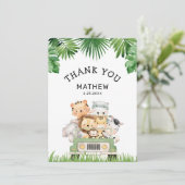 Oerwoud Boy Baby shower Flat Dank je wel Bedankkaart (Staand voorkant)