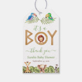Oerwoud Boy Baby shower Safari Dieren Houten Papeg Cadeaulabel (Voorkant)