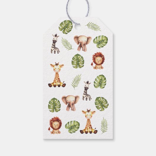 Oerwoud Boy Baby shower Safari Dieren Houten Papeg Cadeaulabel (Achterkant)