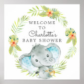 Oerwoud Boy Elephant Baby shower Welkom Poster (Voorkant)