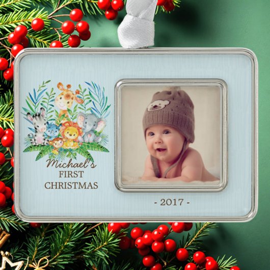 Oerwoud Boys Baby's 1st Christmas Foto Ornament