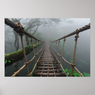 Oerwoud Bridge over een Crevasse Poster
