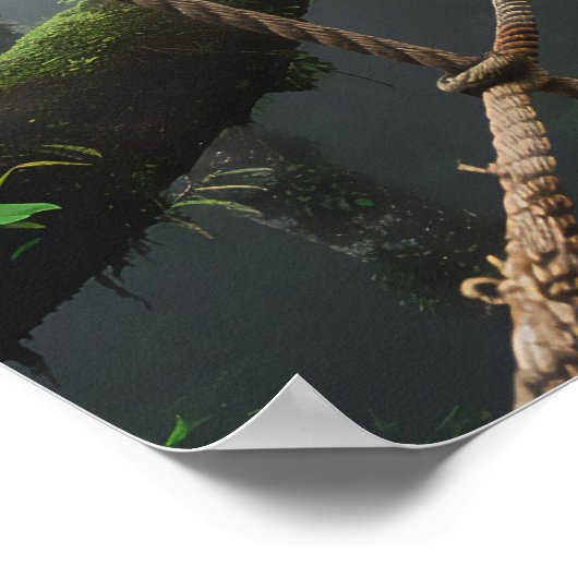 Oerwoud Bridge over een Crevasse Poster (Hoek)