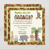 Oerwoud bruin safari kids verjaardagsfeestje kaart (Voorkant / Achterkant)