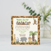 Oerwoud bruin safari kids verjaardagsfeestje kaart (Staand voorkant)