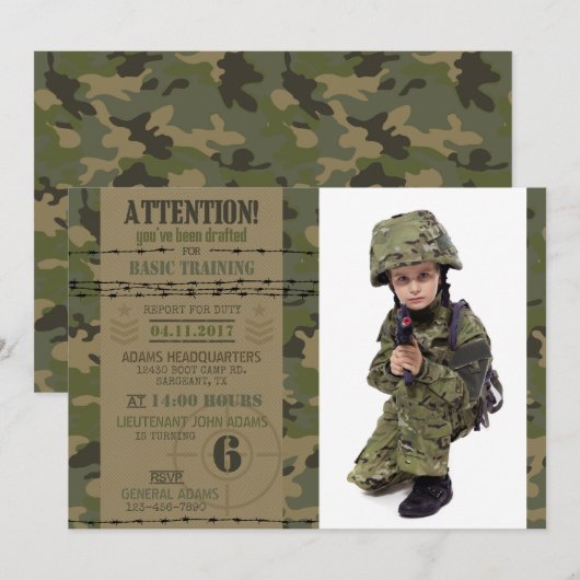 Oerwoud camouflage militaire verjaardag kaart (Voorkant / Achterkant)