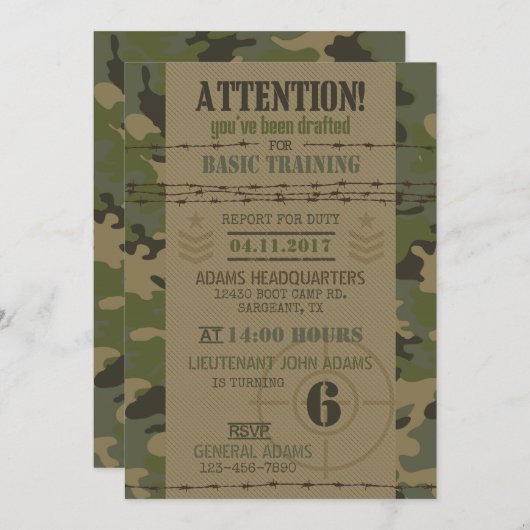 Oerwoud camouflage militaire verjaardag kaart (Voorkant / Achterkant)