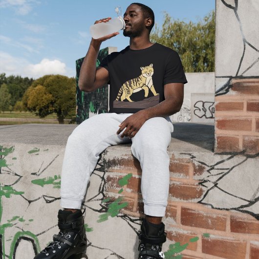 Oerwoud Cat Majestic Walk Zwart T-shirt