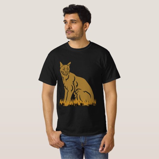 Oerwoud Cat Serval Zwart Mannen Vrouwen T-shirt (Voorkant volledig)