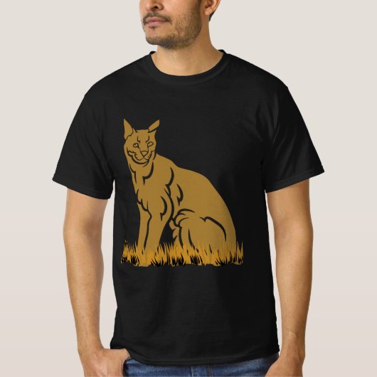 Oerwoud Cat Serval Zwart Mannen Vrouwen T-shirt (Voorkant)