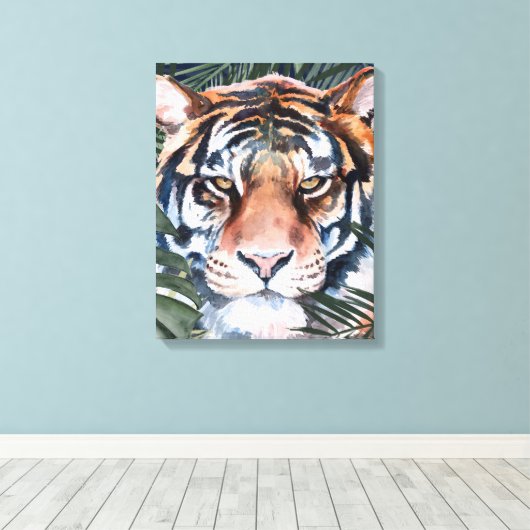 Oerwoud Cat - Tiger Canvas Afdruk (Insitu (Houten vloer))