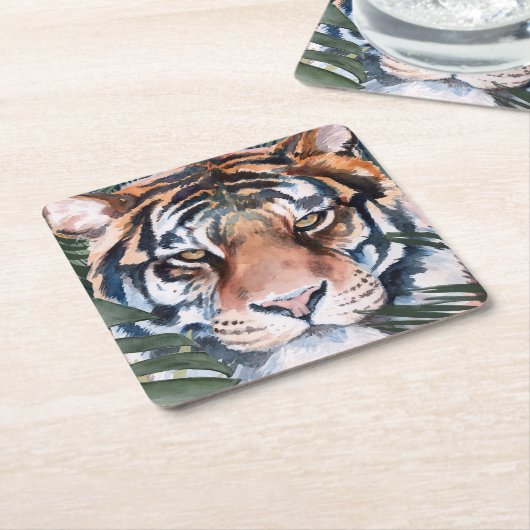 Oerwoud Cat - Tiger Kartonnen Onderzetters (Schuin)