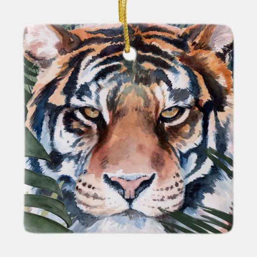 Oerwoud Cat - Tiger Keramisch Ornament (Voorkant)