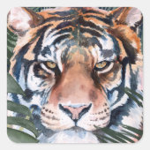 Oerwoud Cat - Tiger Vierkante Sticker (Voorkant)