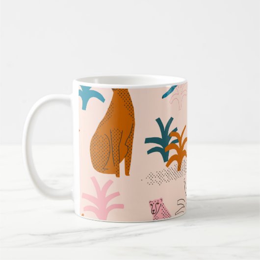 Oerwoud Cheetah: Funky Tropical Pattern. Koffiemok (Links)