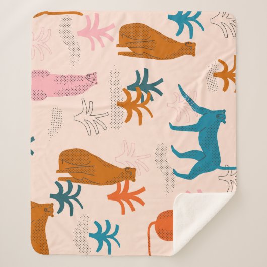 Oerwoud Cheetah: Funky Tropical Pattern. Sherpa Deken (Voorkant)
