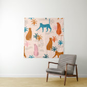 Oerwoud Cheetah: Funky Tropical Pattern. Wandkleed (In situ)