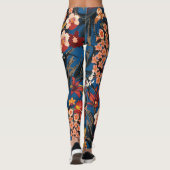 Oerwoud Chic: donkerblauw exotisch. Leggings (Achterkant)
