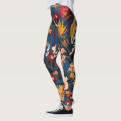 Oerwoud Chic: donkerblauw exotisch. Leggings (Links)
