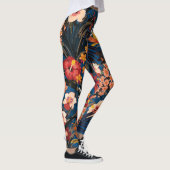 Oerwoud Chic: donkerblauw exotisch. Leggings (Rechts)