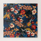 Oerwoud Chic: donkerblauw exotisch. Legpuzzel (Horizontaal)