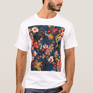 Oerwoud Chic: donkerblauw exotisch. T-shirt