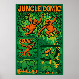 Oerwoud Comic Fun Poster