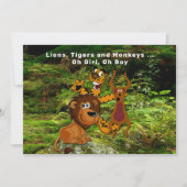 Oerwoud Couple Baby shower, Lion Tiger Monkey Beer Kaart (Voorkant)