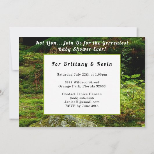 Oerwoud Couple Baby shower, Lion Tiger Monkey Beer Kaart (Achterkant)