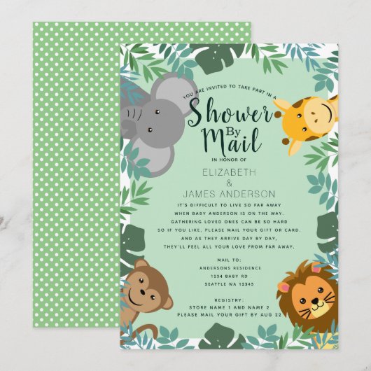 Oerwoud Critters Baby shower per post Kaart (Voorkant / Achterkant)