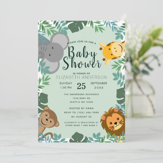 Oerwoud Critters Baby shower Uitnodiging (Staand voorkant)