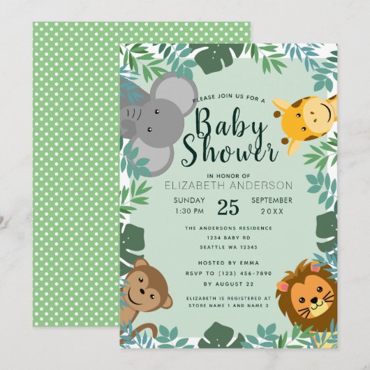 Oerwoud Critters Baby shower Uitnodiging (Voorkant / Achterkant)