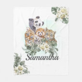 Oerwoud Cute Animals Monogram Tropische groen Fleece Deken (Voorkant)