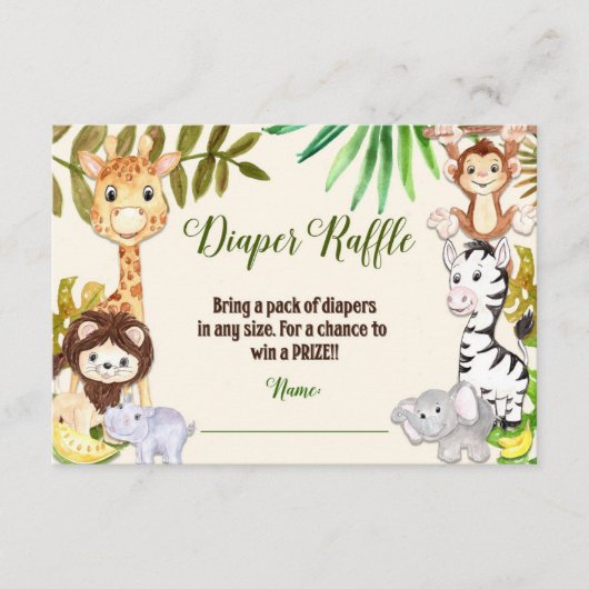 Oerwoud Diaper Raffle, Safari Diaper Raffle Card Informatiekaartje (Voorkant)