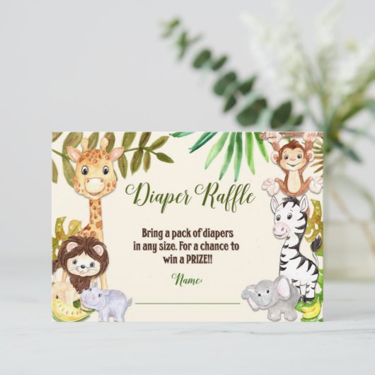 Oerwoud Diaper Raffle, Safari Diaper Raffle Card Informatiekaartje (Staand voorkant)