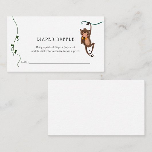 Oerwoud Diaper Raffle Ticket voor Baby shower Informatiekaartje (Voorkant / Achterkant)