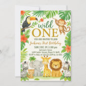 Oerwoud Dier 1e Verjaardagsfeest Kaart (Voorkant)