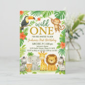 Oerwoud Dier 1e Verjaardagsfeest Kaart (Staand voorkant)