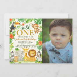 Oerwoud Dier 1e Verjaardagsfeest Kaart