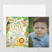 Oerwoud Dier 1e Verjaardagsfeest Kaart (Voorkant / Achterkant)