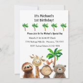 Oerwoud Dier 1e Verjaardagsfeest Kaart (Voorkant)