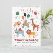 Oerwoud Dier 2e verjaardag Uitnodiging (Staand voorkant)
