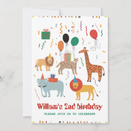 Oerwoud Dier 2e verjaardag Uitnodiging