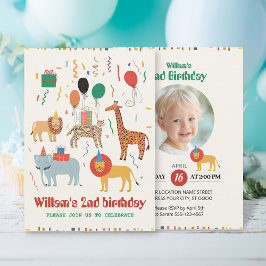 Oerwoud Dier 2e verjaardag Uitnodiging