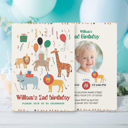 Oerwoud Dier 2e verjaardag Uitnodiging