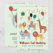 Oerwoud Dier 2e verjaardag Uitnodiging (Voorkant / Achterkant)