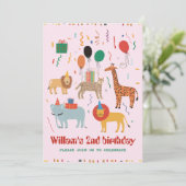 Oerwoud Dier 2e verjaardag Uitnodiging (Staand voorkant)